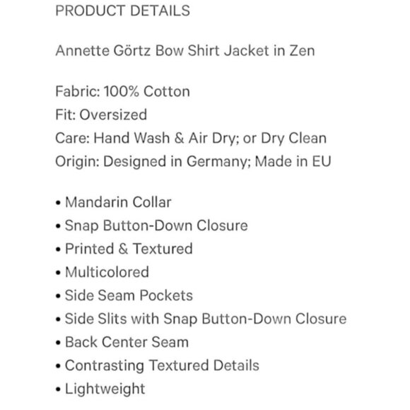 * Annette Gortz Bow Burnout Zen Button Front Jacket Size L - Picture 9 of 9